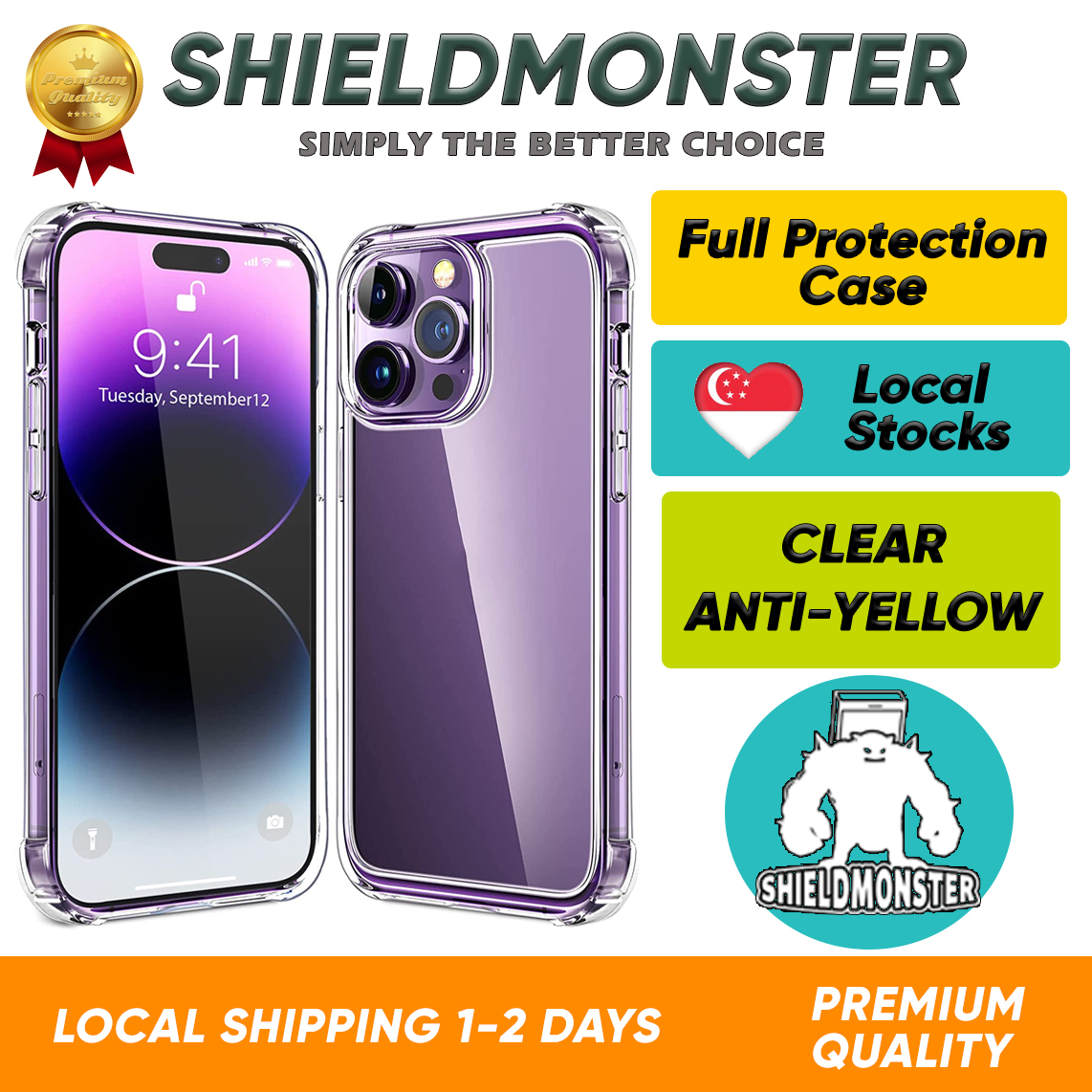 Shieldmonster iPhone Case 14 Pro Max/14 Pro/14/14 Max/13 Pro Max / 12/ 11/ XS/ XR/ X/ 8 Casing Clear Hard Soft Transparent Clear TPU cover