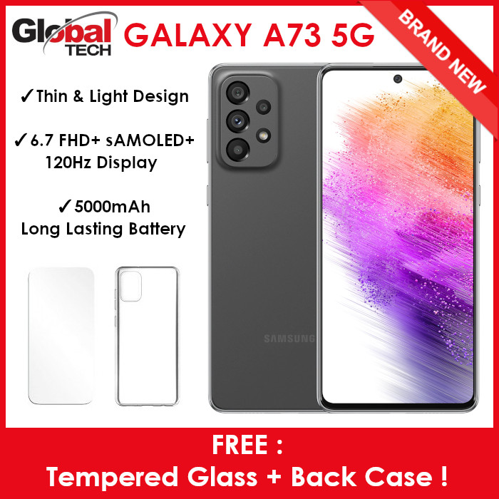 Samsung Galaxy A73 5G 128GB or 256GB (FREE : TEMPERED GLASS + BACK CASE)