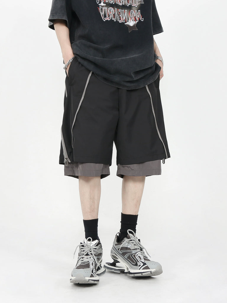MRNEARLY Layered Zip Shorts