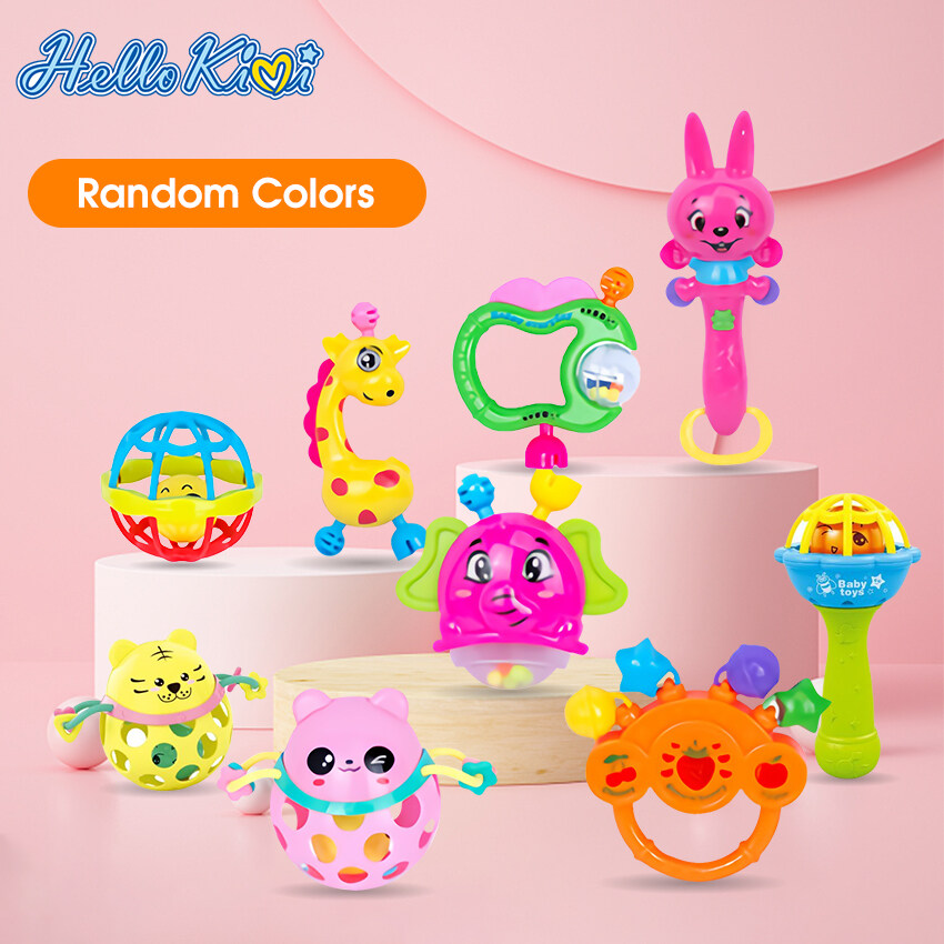 HelloKimi 3PCS/7PCS Baby Rattles Newborn Toys Set Newborn Soft Shaker Grab Rolling Rattle Ball Hand Shaker Bells Toy Spin Shaking Bell, Gift Set for Infants, Early Educational Toys for Newborn Infant