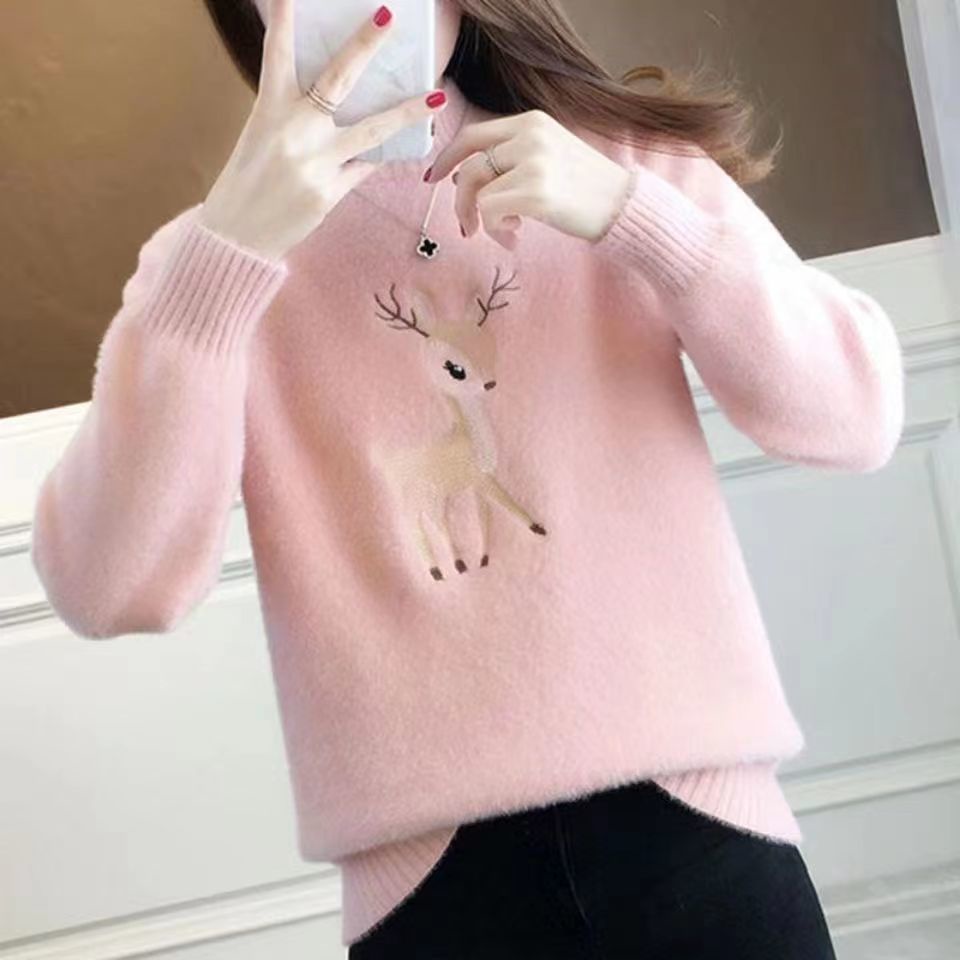 Hot spot sales  Autumn and winter wear long sleeve knitted top  plus size Knitwear Korean loose cardigan Round neck knitted sweater women