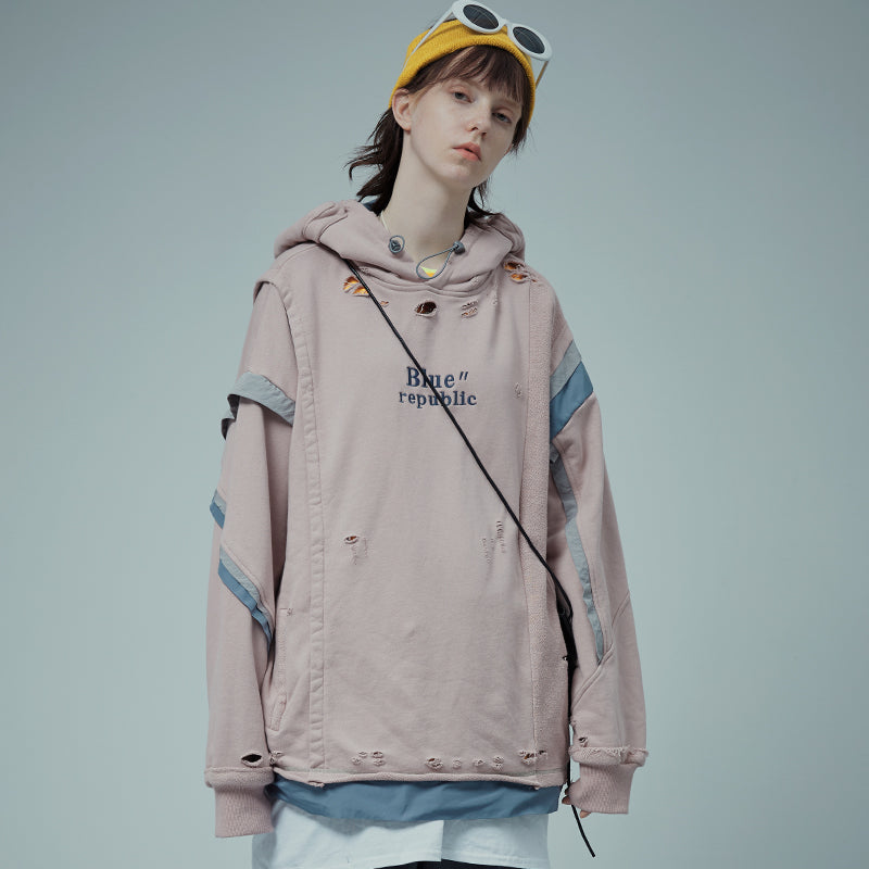 A SQUARE ROOT "Blue Republic" Layered Hoodie