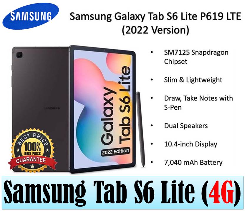 Samsung Tab S6 Lite (4G) | P619 (2022 Version) | 4GB 64GB | 4G Samsung Tab | SG Shipping | Export Set | 1 Month Seller Warranty |
