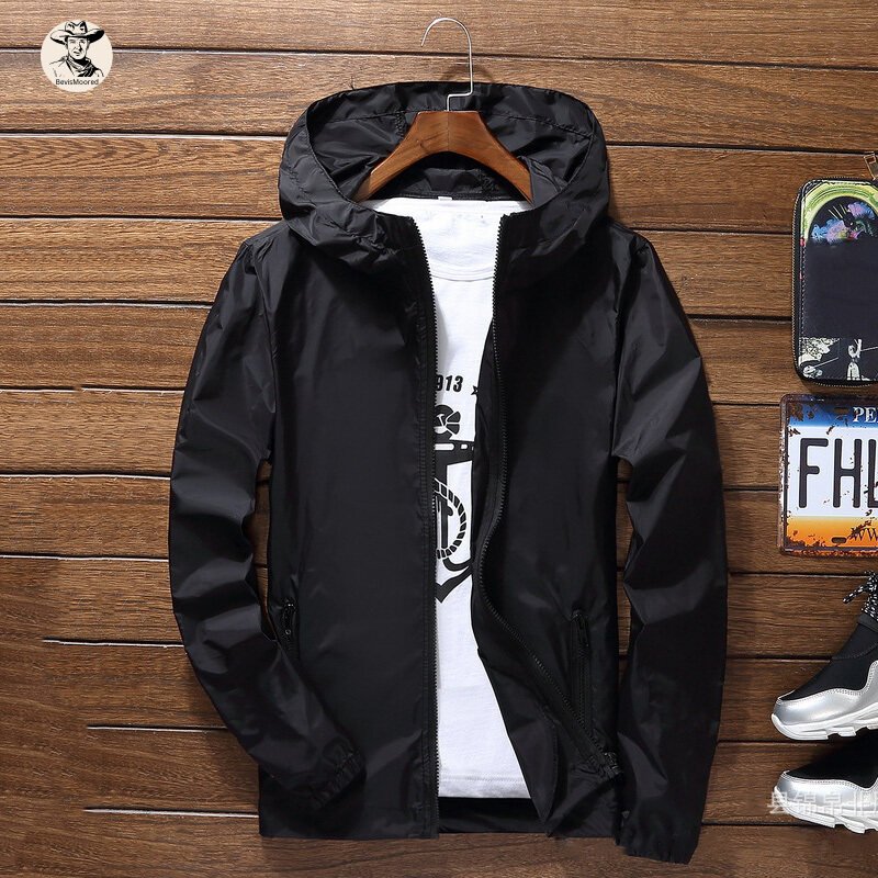 BEVMen Waterproof Wind Breaker Coat Zipper Hoodie Jacket Quick Drying Sport Outwear