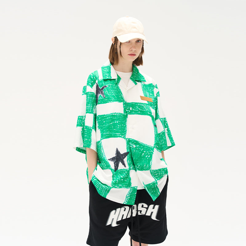 HARSH and CRUEL Checkered Button-Up