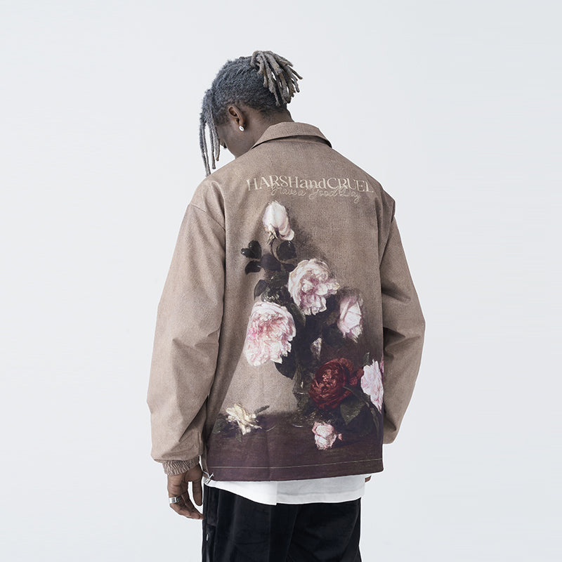 HARSH and CRUEL Painted Flowers Windbreaker Jacket