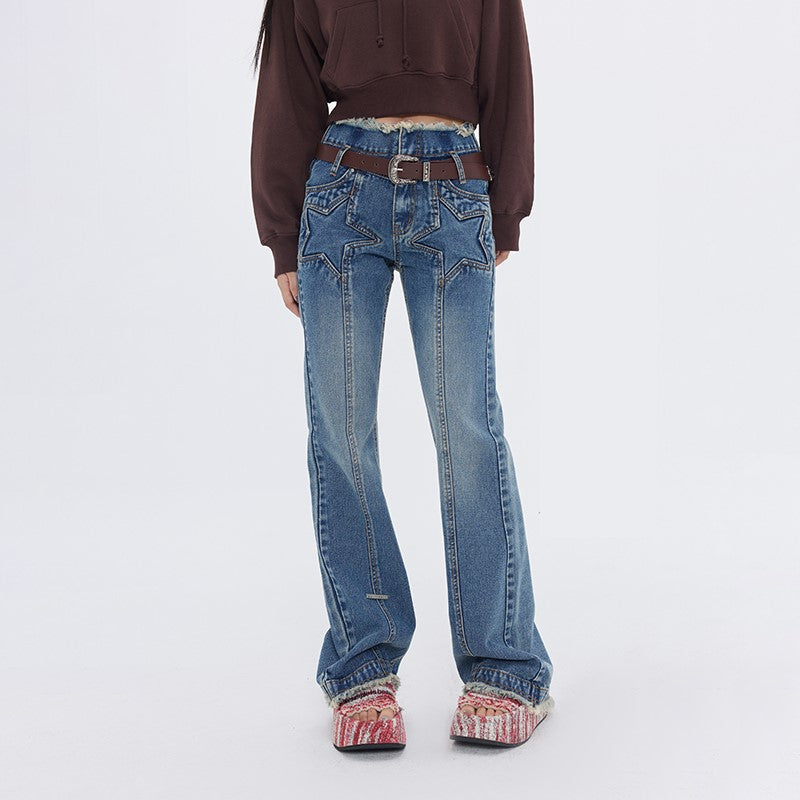 FPMZ Star-Stitched Faded Denim Jeans